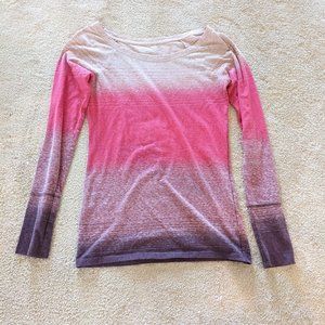 American Eagle Outfitters Pink and Purple Striped Long Sleeve Tee Size S